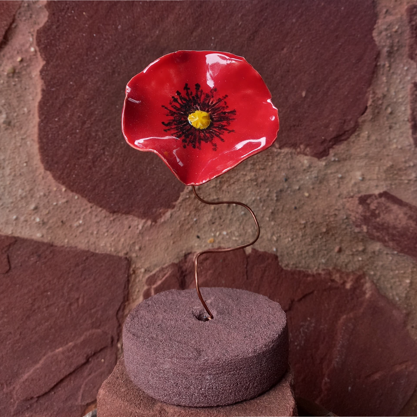 Base em Grés com Flor de Papoila